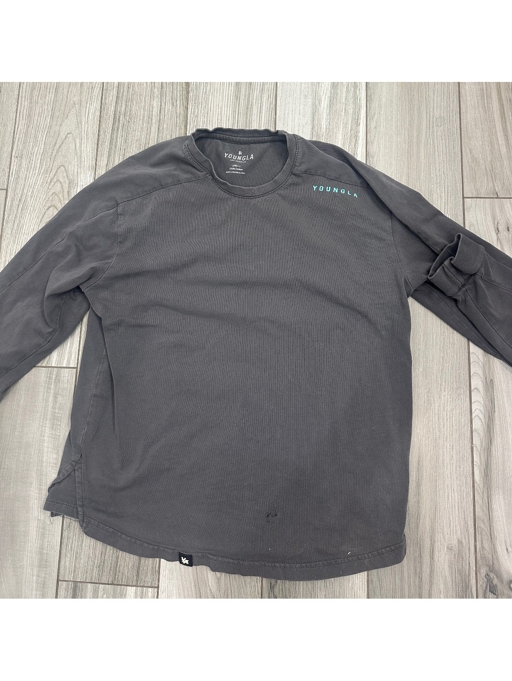 YoungLA Men's Long Sleeve Gray Cotton Shirt Small